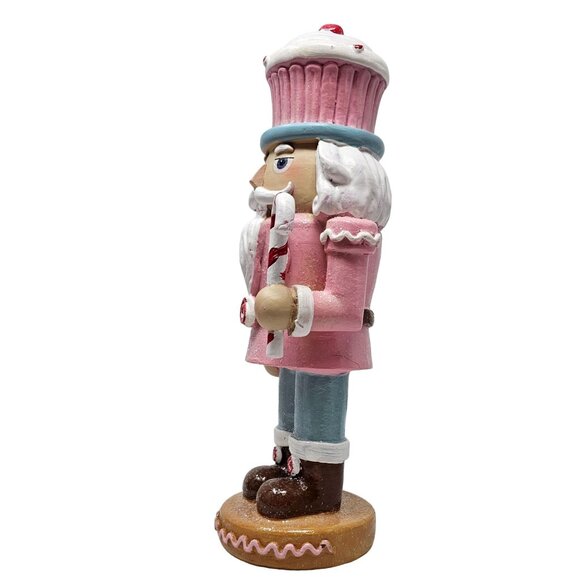 Cupcake and Candy Cane Solider Christmas 10" Resin Nutcracker - Picture 3 of 5